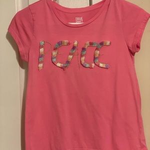 Girls Pink Short Sleeve Large True Craft T Shirt PEACE